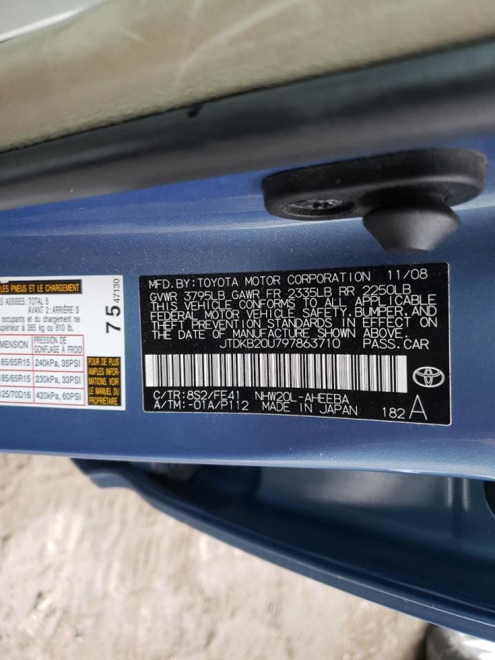 Photo 10 from auction – 2009 TOYOTA PRIUS with VIN JTDKB20U797863710