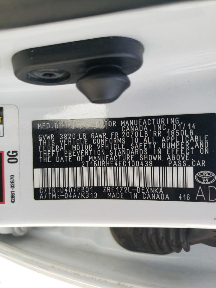Photo 10 from auction – 2014 TOYOTA COROLLA L with VIN 2T1BURHE4EC100438