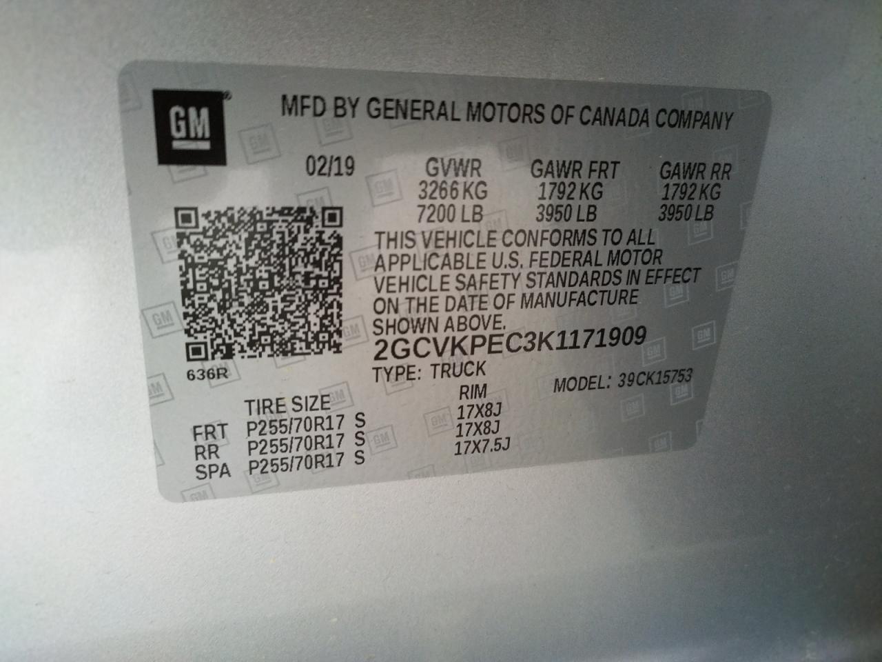 Photo 10 from auction – 2019 CHEVROLET SILVERADO with VIN 2GCVKPEC3K1171909
