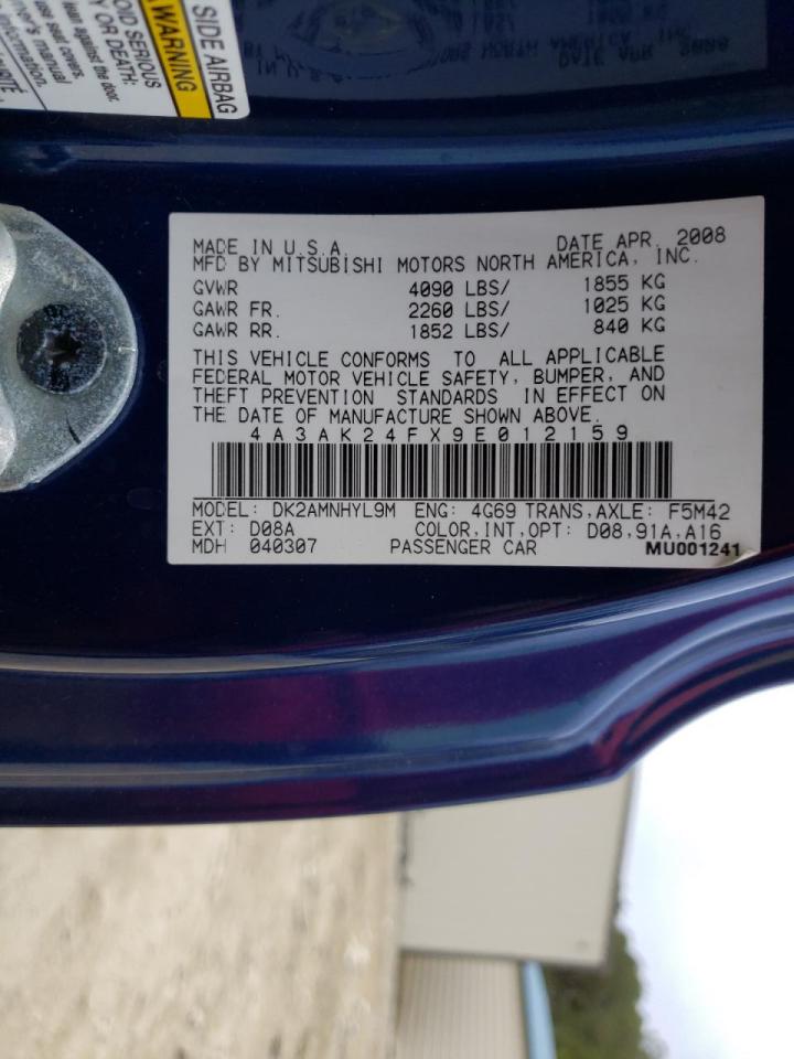 Photo 10 from auction – 2009 MITSUBISHI ECLIPSE GS with VIN 4A3AK24FX9E012159