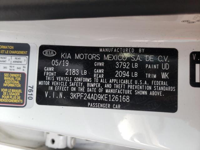 Photo 10 from auction – 2019 KIA FORTE FE with VIN 3KPF24AD9KE126168