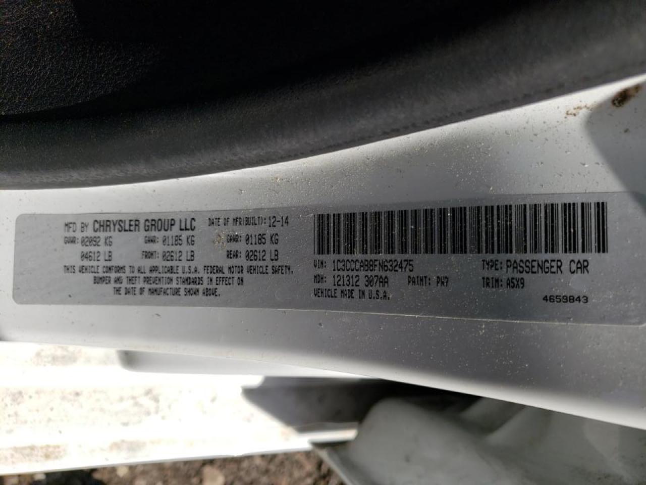 Photo 10 from auction – 2015 CHRYSLER 200 LIMITE with VIN 1C3CCCAB8FN632475
