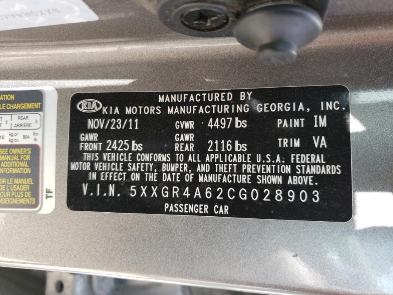Photo 10 from auction – 2012 KIA OPTIMA SX with VIN 5XXGR4A62CG028903