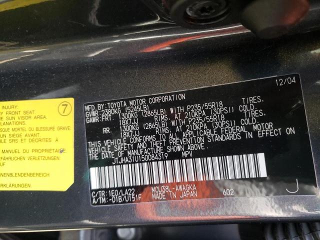 Photo 10 from auction – 2005 LEXUS RX 330 with VIN JTJHA31U150084319