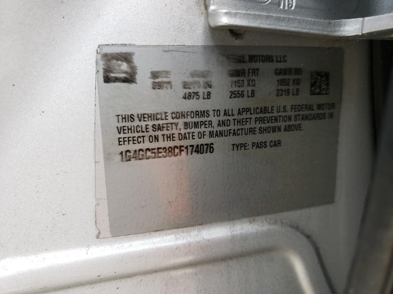 Photo 10 from auction – 2012 BUICK LACROSSE with VIN 1G4GC5E38CF174076