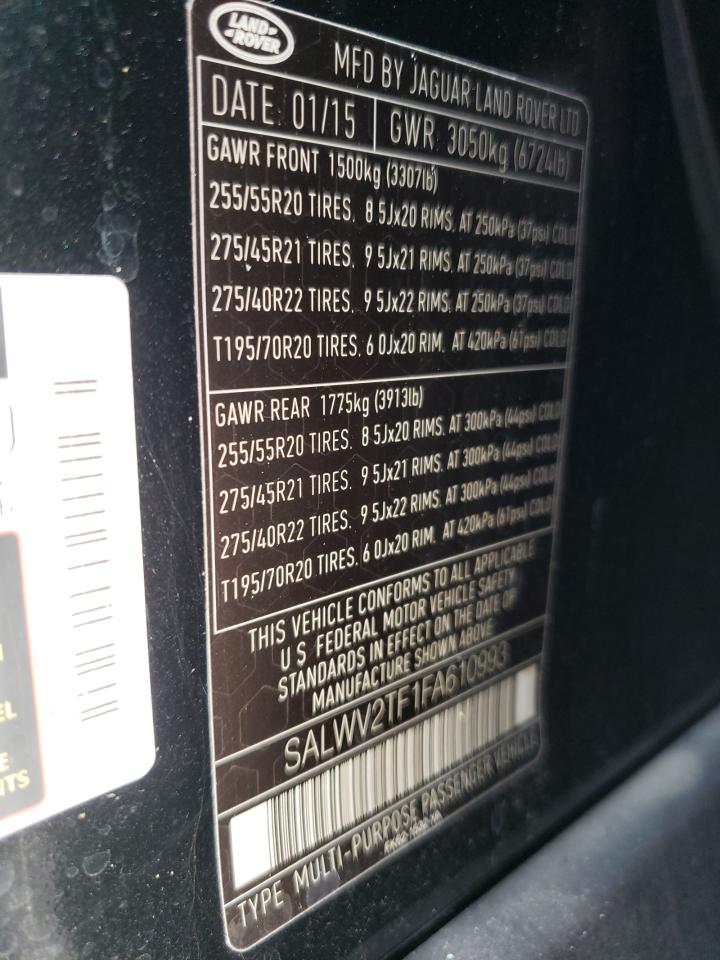 Photo 10 from auction – 2015 LAND ROVER RANGE ROVE with VIN SALWV2TF1FA610993