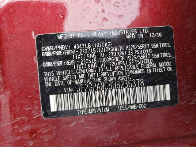 Photo 10 from auction – 2017 SUBARU CROSSTREK with VIN JF2GPANC8H8236378