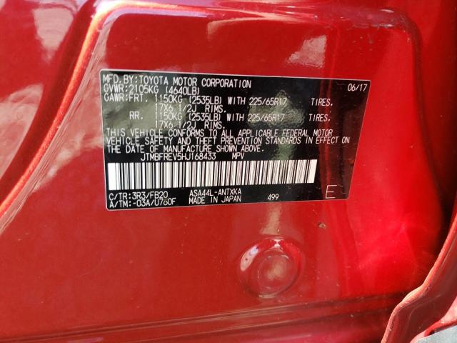 Photo 10 from auction – 2017 TOYOTA RAV4 LE with VIN JTMBFREV5HJ168433