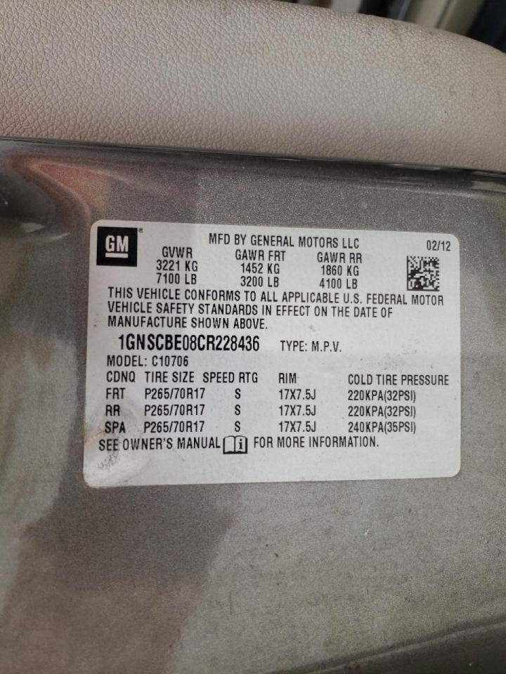 Photo 10 from auction – 2012 CHEVROLET TAHOE C150 with VIN 1GNSCBE08CR228436