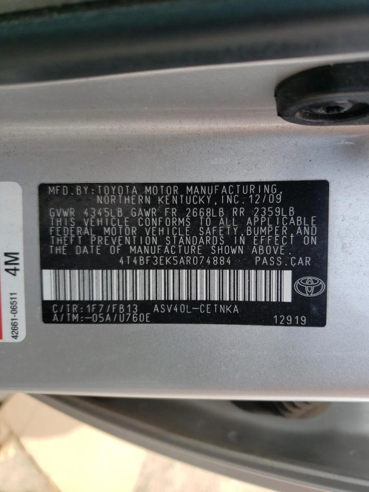 Photo 10 from auction – 2010 TOYOTA CAMRY BASE with VIN 4T4BF3EK5AR074884