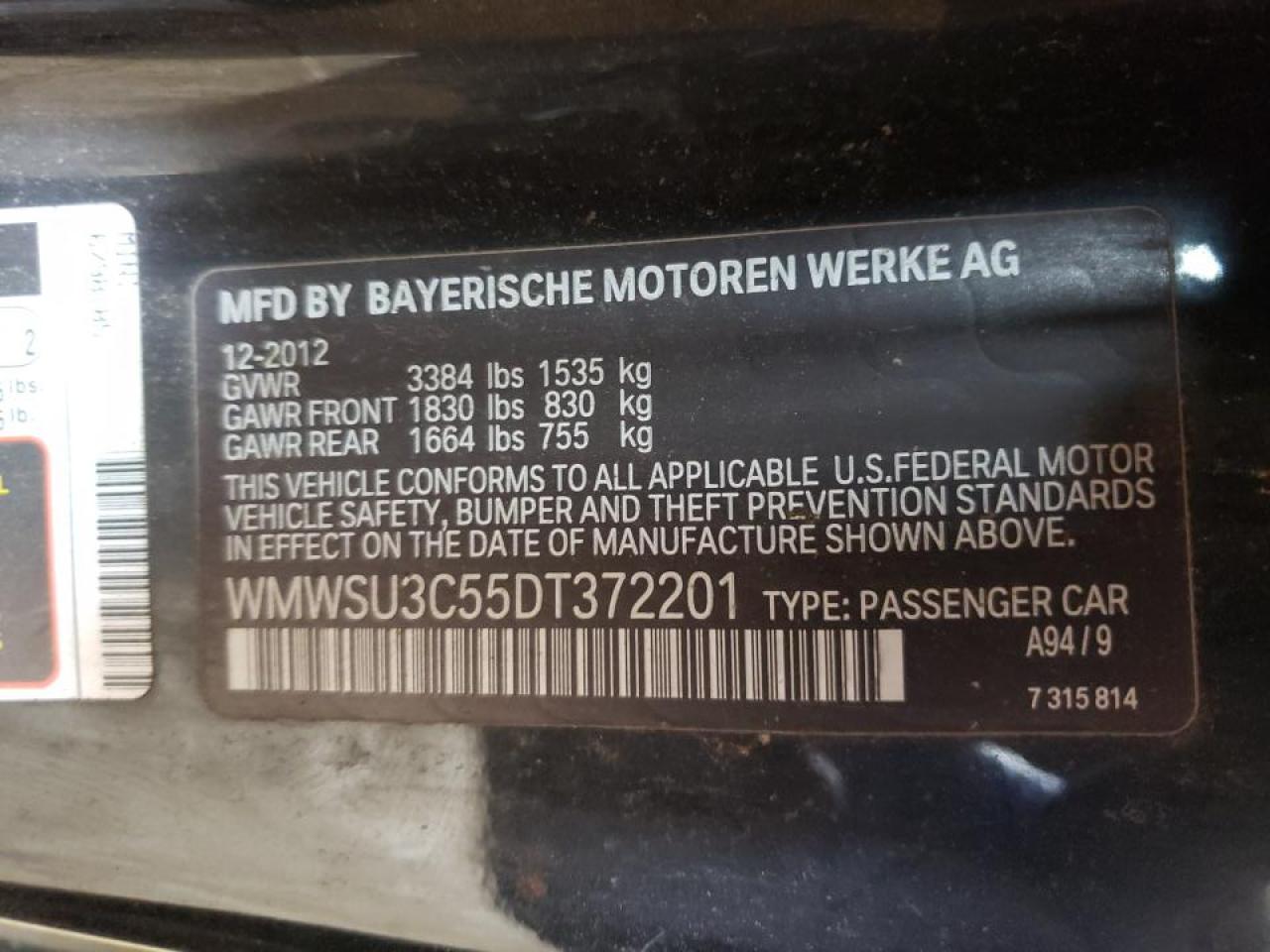 Photo 10 from auction – 2013 MINI COOPER with VIN WMWSU3C55DT372201