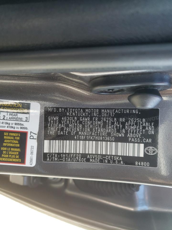 Photo 10 from auction – 2017 TOYOTA CAMRY LE with VIN 4T1BF1FK7HU813650