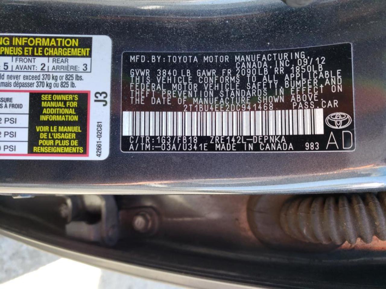 Photo 10 from auction – 2013 TOYOTA COROLLA BA with VIN 2T1BU4EE2DC941468