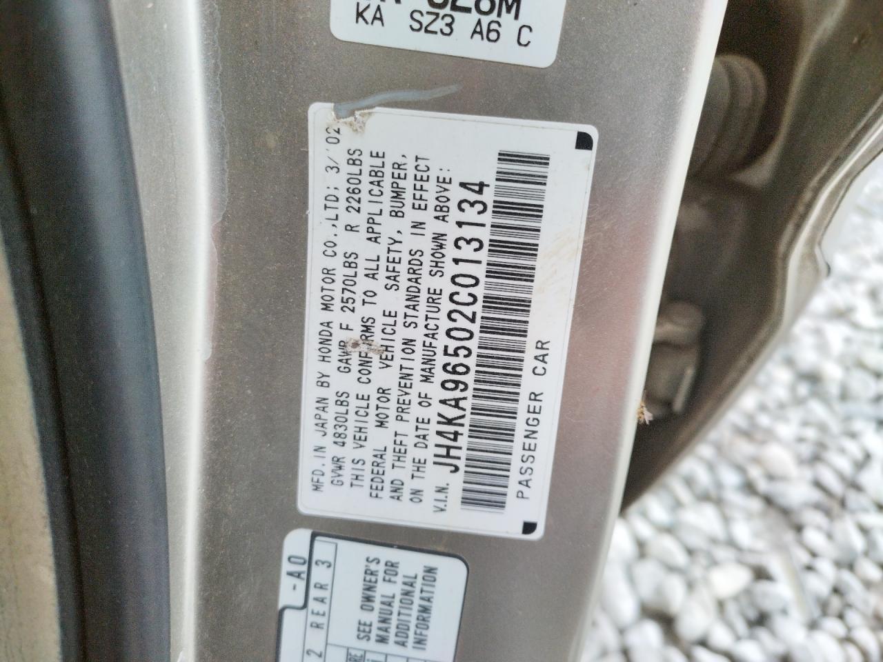 Photo 10 from auction – 2002 ACURA 3.5RL with VIN JH4KA96502C013134