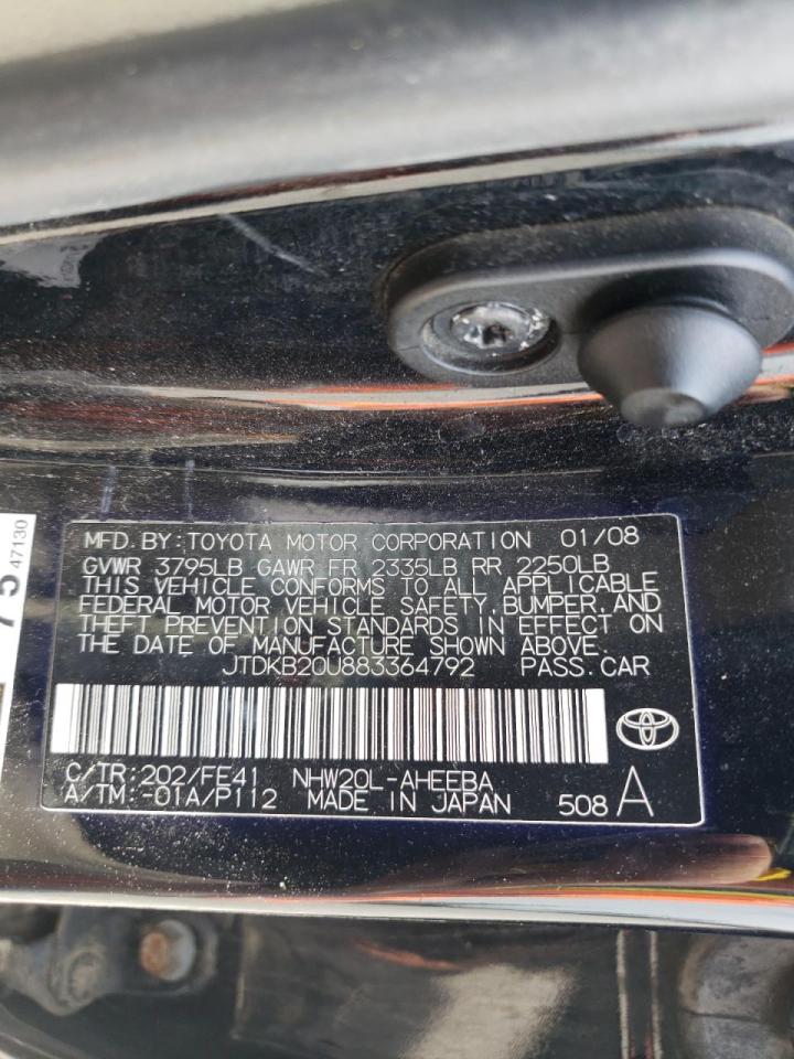 Photo 10 from auction – 2008 TOYOTA PRIUS with VIN JTDKB20U883364792