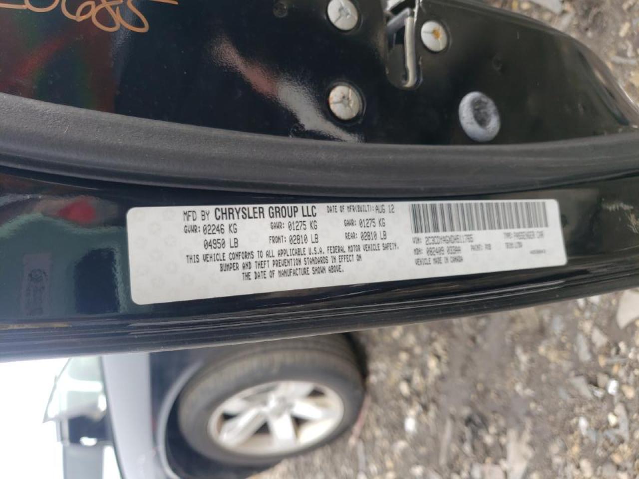 Photo 10 from auction – 2012 DODGE CHALLENGER with VIN 2C3CDYAG2CH106353