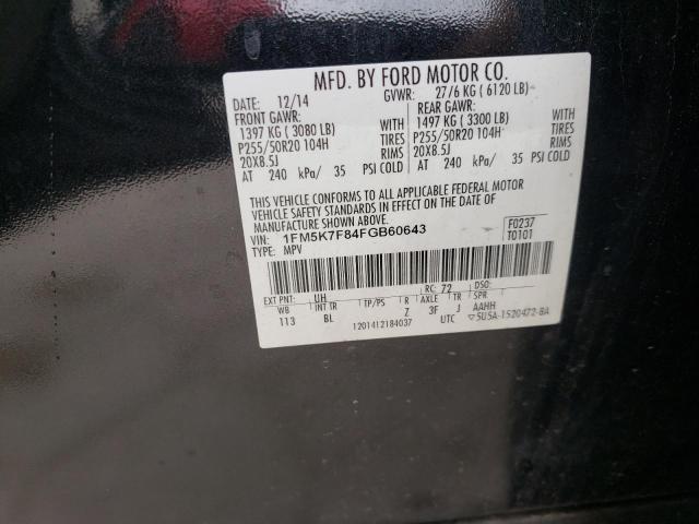 Photo 10 from auction – 2015 FORD EXPLORER L with VIN 1FM5K7F84FGB60643