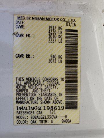 Photo 10 from auction – 2016 NISSAN ALTIMA 2.5 with VIN 1N4AL3AP2GC198619