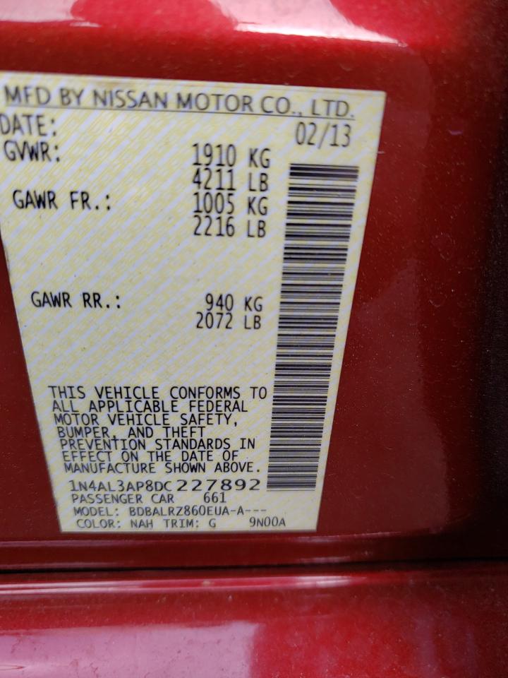 Photo 10 from auction – 2013 NISSAN ALTIMA 2.5 with VIN 1N4AL3AP8DC227892