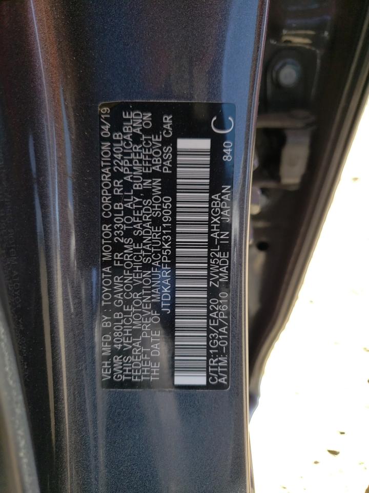 Photo 10 from auction – 2019 TOYOTA PRIUS PRIM with VIN JTDKARFP5K3119050