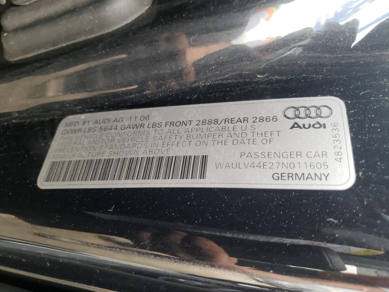 Photo 10 from auction – 2007 AUDI A8 4.2 QUA with VIN WAULV44E27N011605