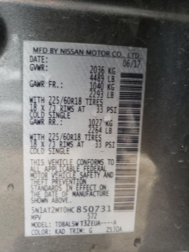 Photo 10 from auction – 2017 NISSAN ROGUE S with VIN 5N1AT2MT0HC850731