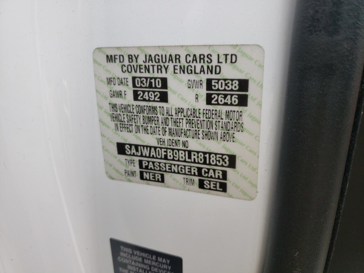 Photo 10 from auction – 2011 JAGUAR XF with VIN SAJWA0FB9BLR81853