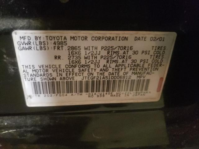 Photo 10 from auction – 2001 TOYOTA HIGHLANDER with VIN JTEGF21A510006812
