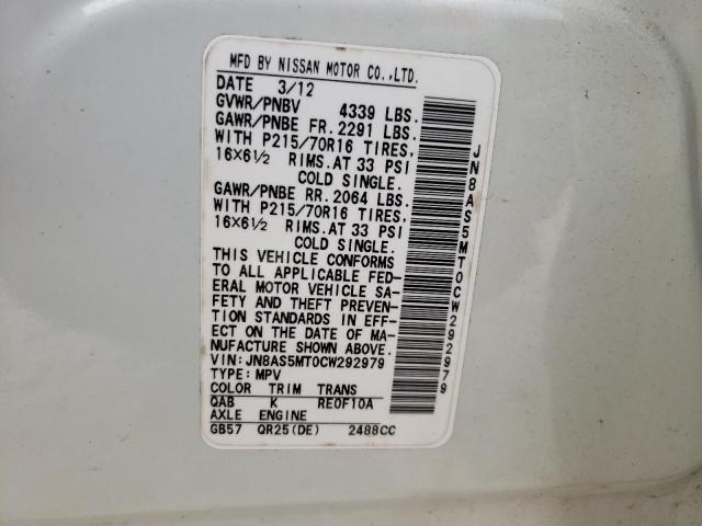 Photo 10 from auction – 2012 NISSAN ROGUE S with VIN JN8AS5MT0CW292979