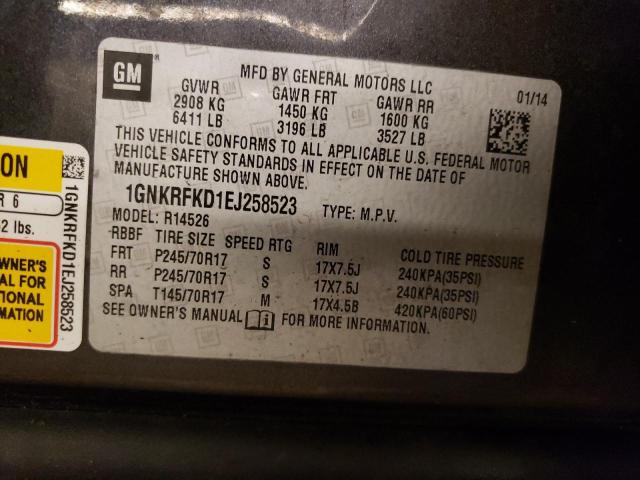 Photo 10 from auction – 2014 CHEVROLET TRAVERSE L with VIN 1GNKRFKD1EJ258523