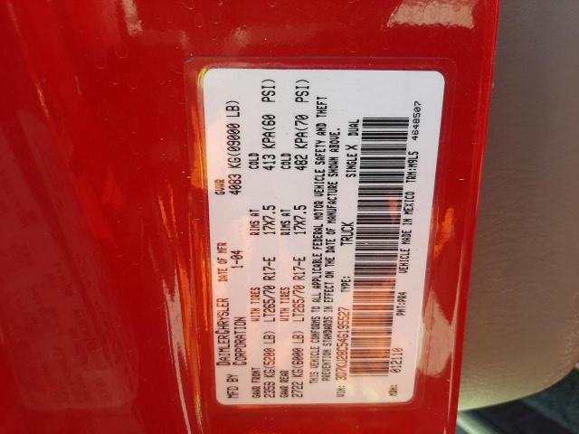 Photo 10 from auction – 2004 DODGE RAM 2500 S with VIN 3D7KU28C54G195527