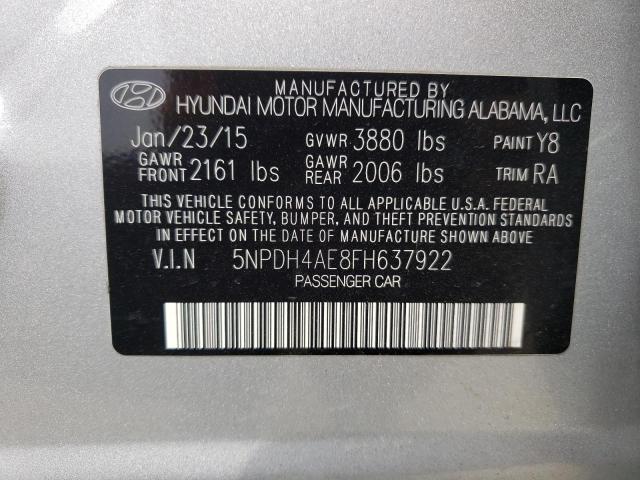 Photo 10 from auction – 2015 HYUNDAI ELANTRA with VIN 5NPDH4AE8FH637922