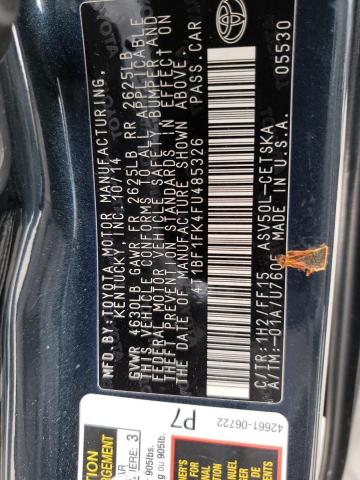 Photo 10 from auction – 2015 TOYOTA CAMRY LE with VIN 4T1BF1FK4FU485326