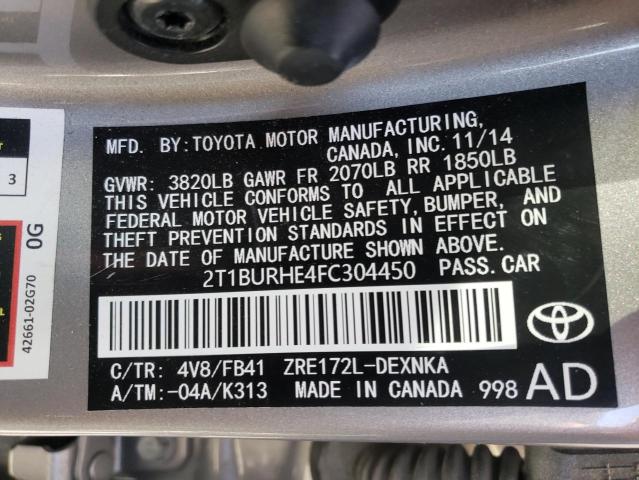 Photo 10 from auction – 2015 TOYOTA COROLLA L with VIN 2T1BURHE4FC304450