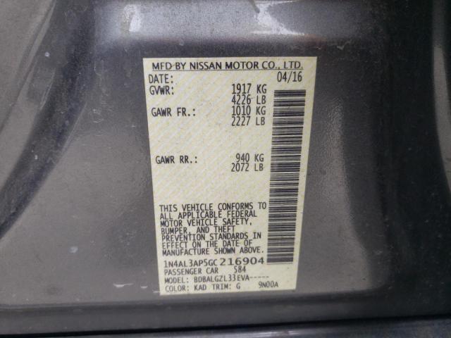 Photo 10 from auction – 2016 NISSAN ALTIMA 2.5 with VIN 1N4AL3AP5GC216904