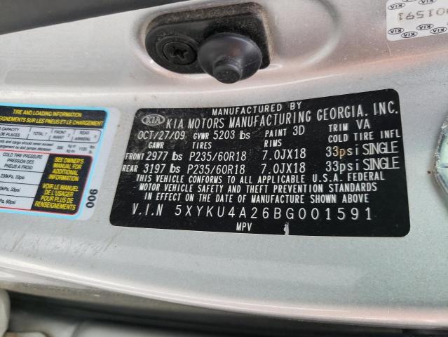 Photo 10 from auction – 2011 KIA SORENTO EX with VIN 5XYKU4A26BG001591