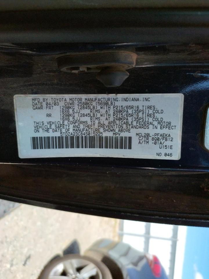 Photo 10 from auction – 2004 TOYOTA SIENNA CE with VIN 5TDZA23C84S015225