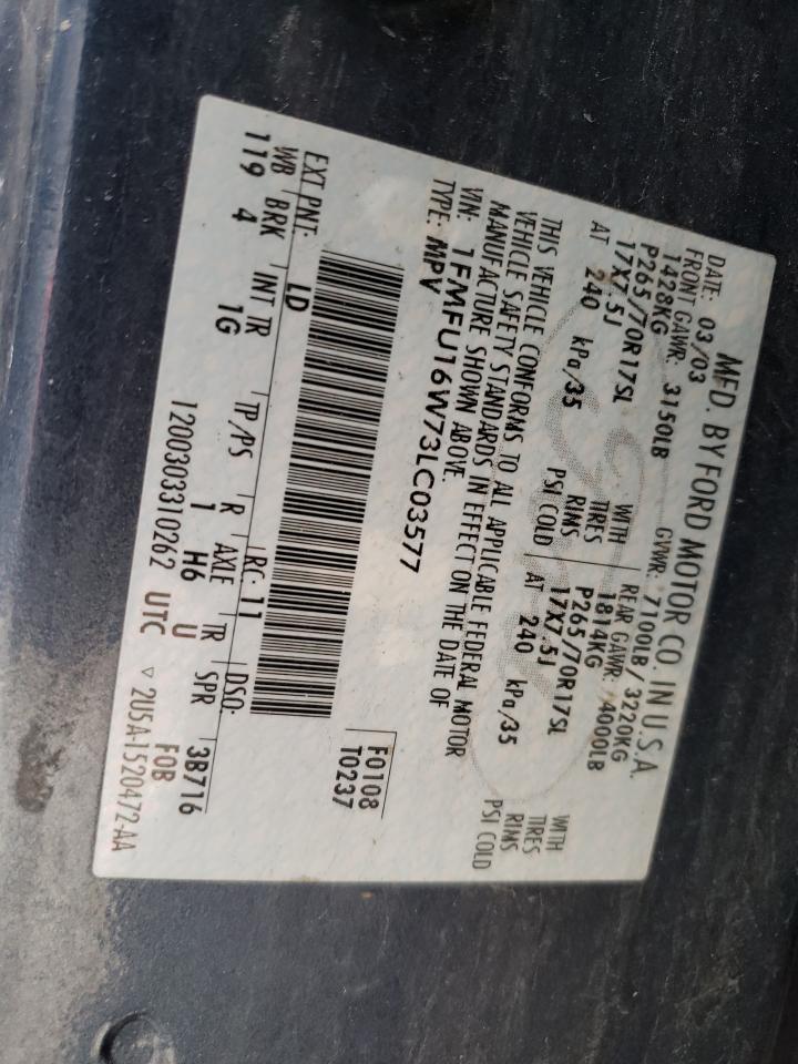 Photo 10 from auction – 2003 FORD EXPEDITION with VIN 1FMFU16W73LC03577