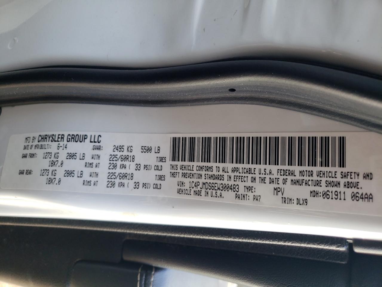 Photo 10 from auction – 2014 JEEP CHEROKEE L with VIN 1C4PJMDS6EW300483