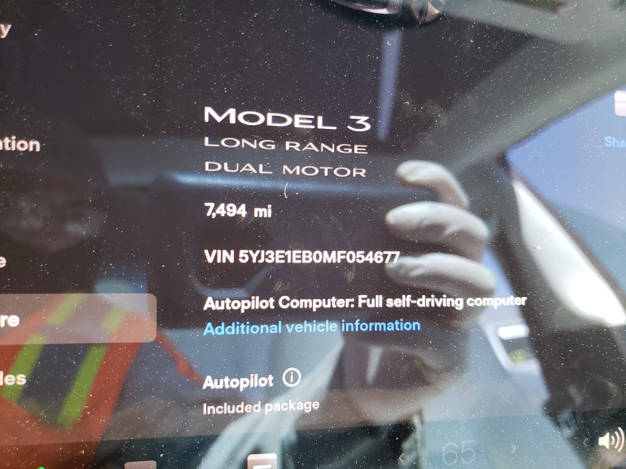 Photo 8 from auction – 2021 TESLA MODEL 3 with VIN 5YJ3E1EB0MF054677