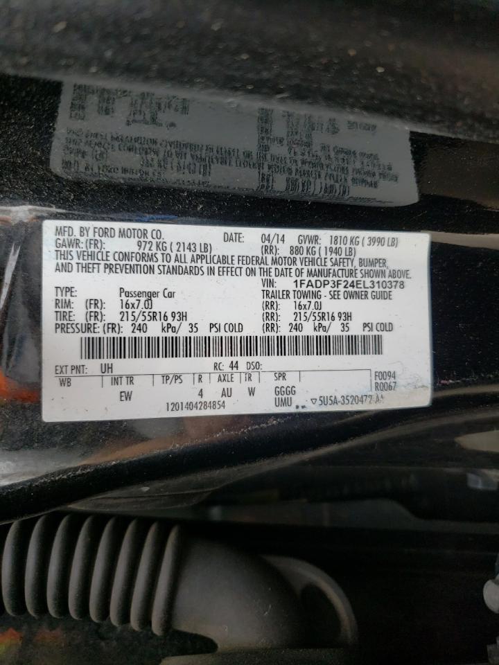 Photo 10 from auction – 2014 FORD FOCUS SE with VIN 1FADP3F24EL310378