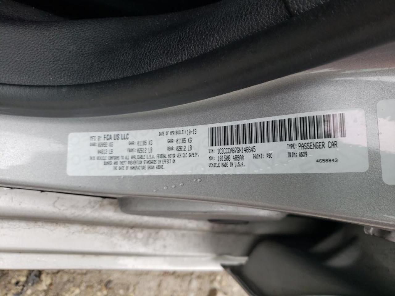 Photo 10 from auction – 2016 CHRYSLER 200 LIMITE with VIN 1C3CCCAB7GN146645