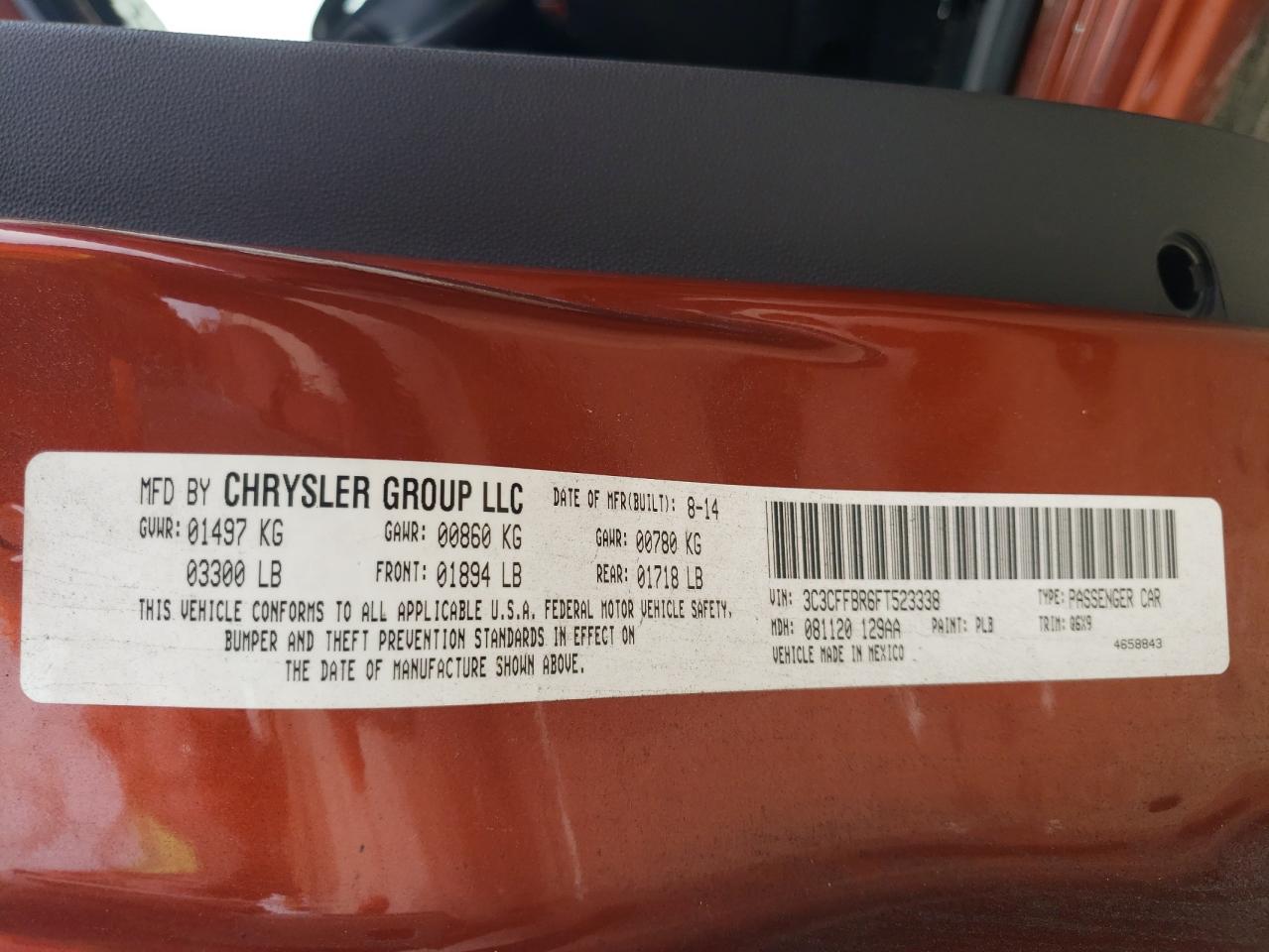 Photo 10 from auction – 2015 FIAT 500 SPORT with VIN 3C3CFFBR6FT523338
