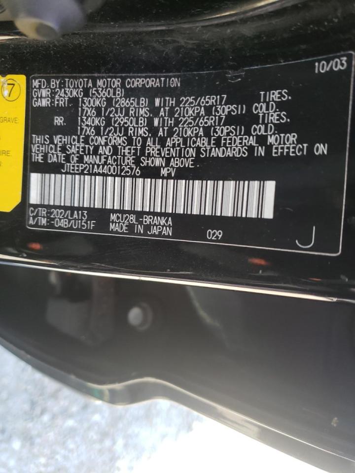 Photo 10 from auction – 2004 TOYOTA HIGHLANDER with VIN JTEEP21A440012576