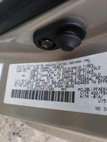 Photo 10 from auction – 2004 TOYOTA SIENNA with VIN 5TDZA23C24S137403