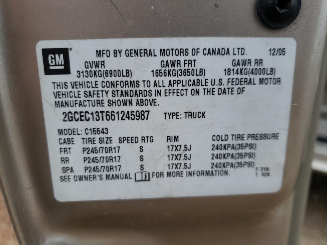 Photo 10 from auction – 2006 CHEVROLET SILVERADO with VIN 2GCEC13T661245987