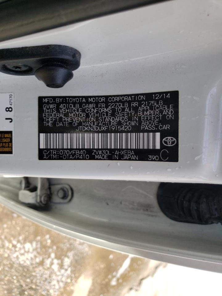 Photo 10 from auction – 2015 TOYOTA PRIUS with VIN JTDKN3DUXF1915420