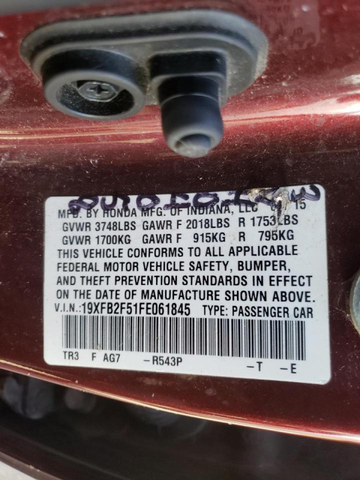 Photo 10 from auction – 2015 HONDA CIVIC LX with VIN 19XFB2F51FE061845