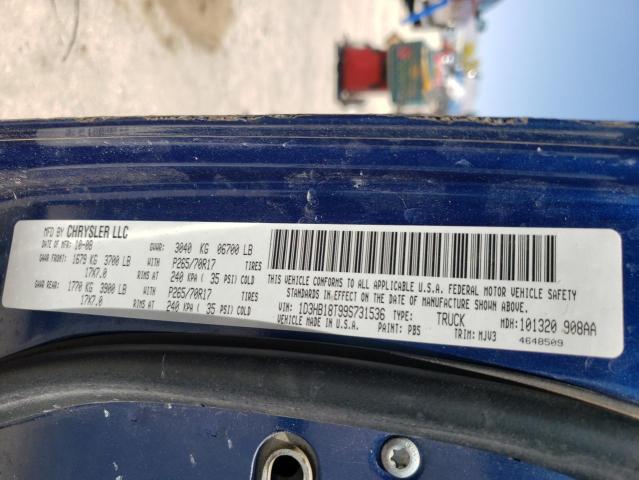 Photo 10 from auction – 2009 DODGE RAM 1500 with VIN 1D3HB18T99S731536