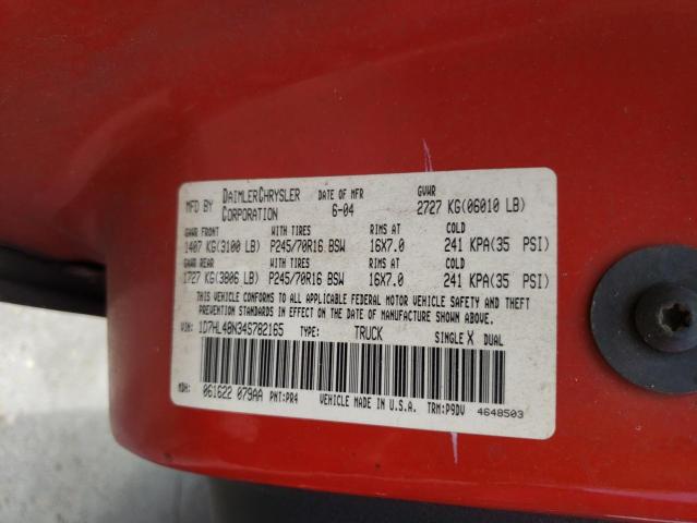 Photo 10 from auction – 2004 DODGE DAKOTA QUA with VIN 1D7HL48N34S782165